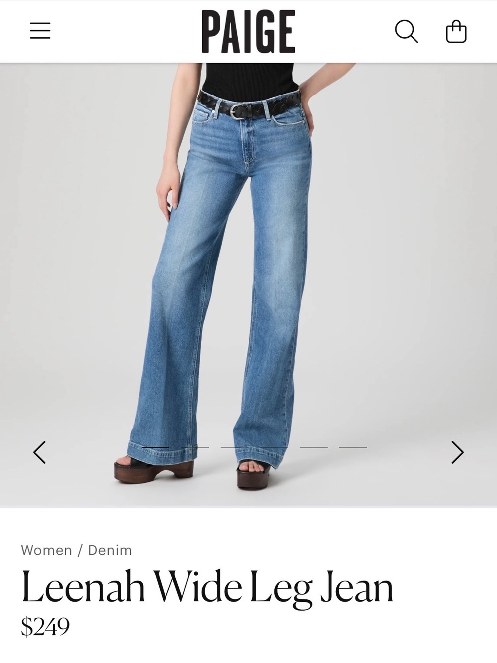 PAIGE Leenah Wide Leg Jeans in medium blue wash